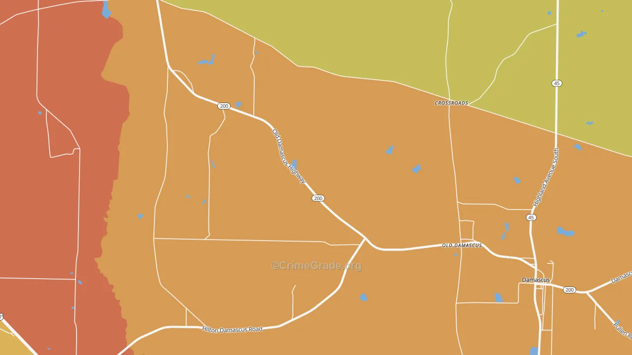 Old Damascus, GA Map of Vandalism Rates