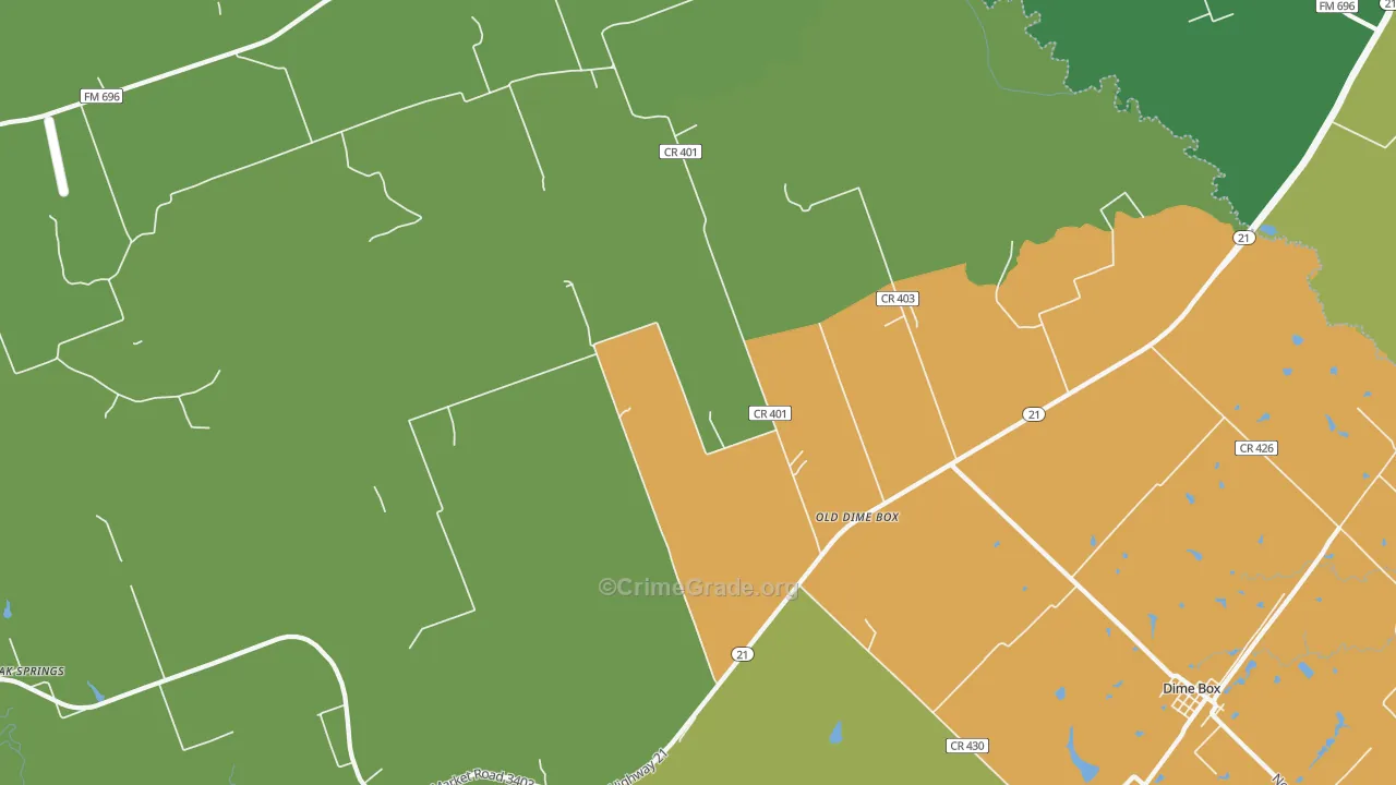 Old Dime Box, TX Map of Vandalism Rates