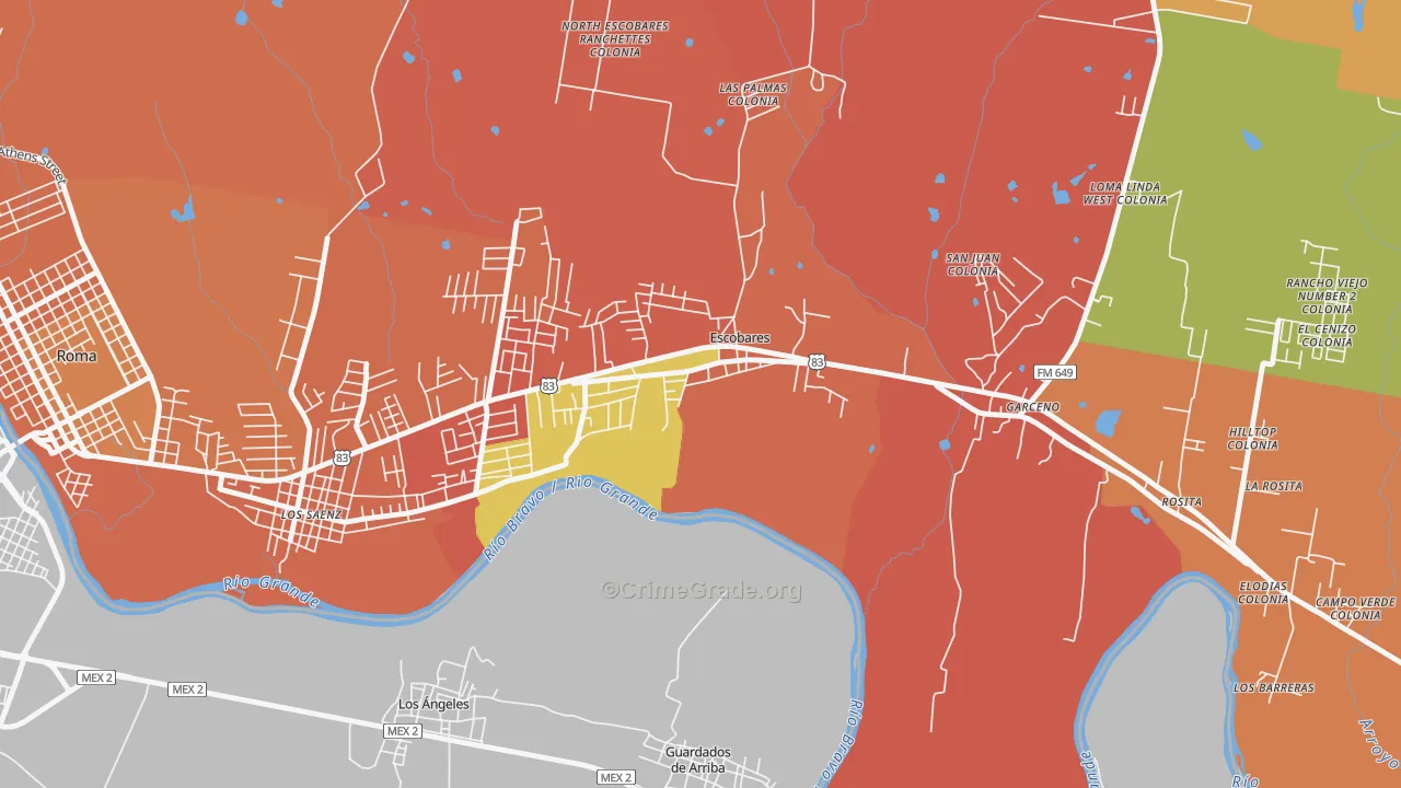 Old Escobares, TX Map of Vandalism Rates
