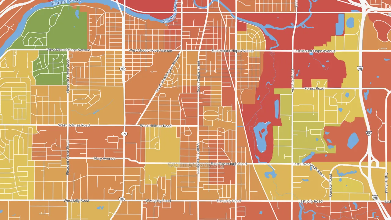 Old Everett, Lansing, MI Map of Vandalism Rates
