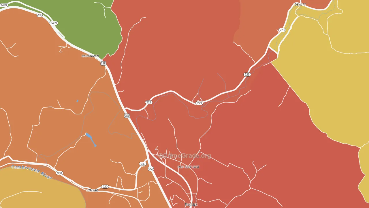 Old Flat Lick, KY Map of Vandalism Rates