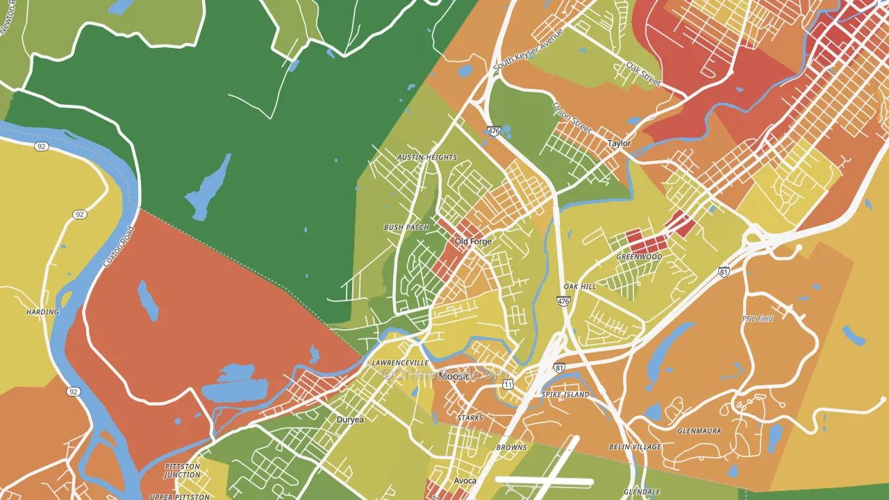 Old Forge, PA Map of Vandalism Rates