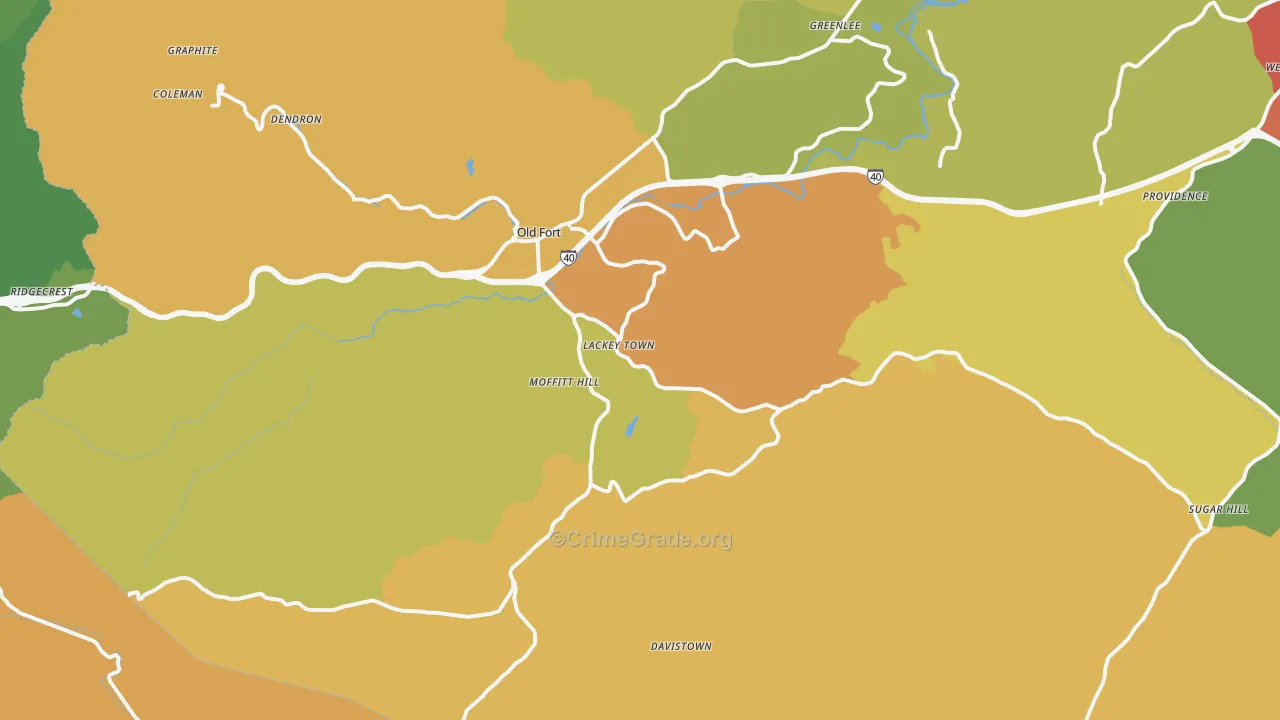 Old Fort, NC Map of Vandalism Rates