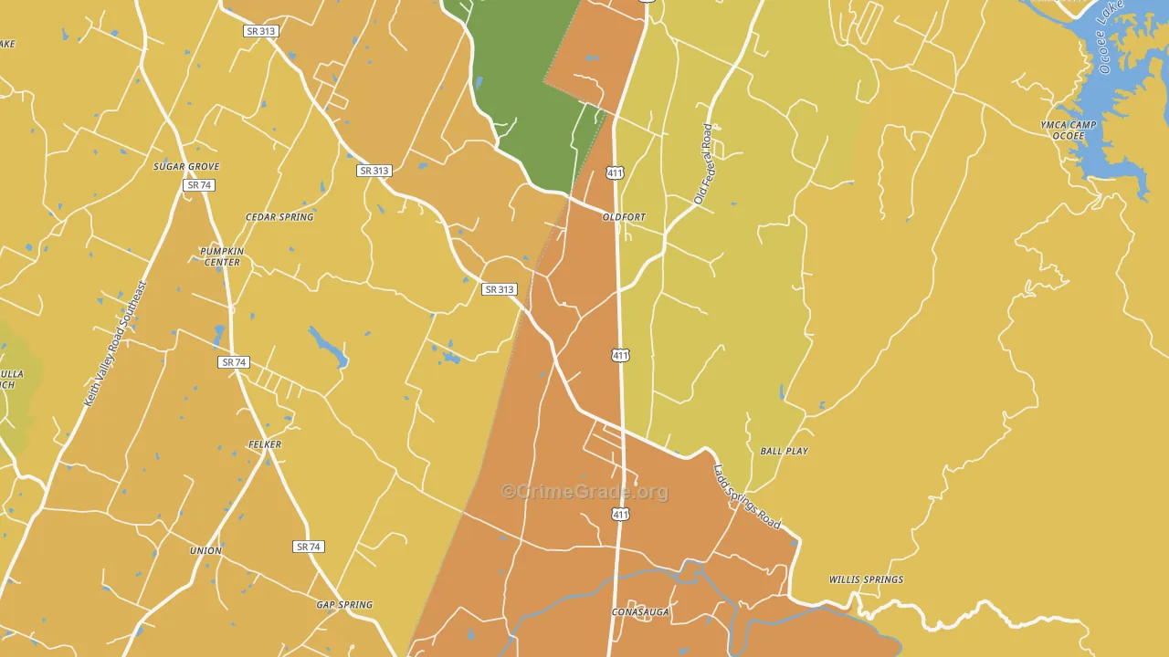 Old Fort, TN Map of Vandalism Rates