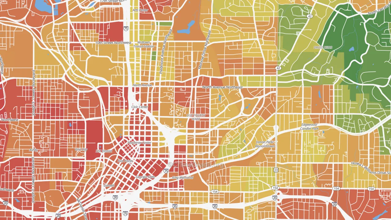 Old Fourth Ward, Atlanta, GA Map of Vandalism Rates