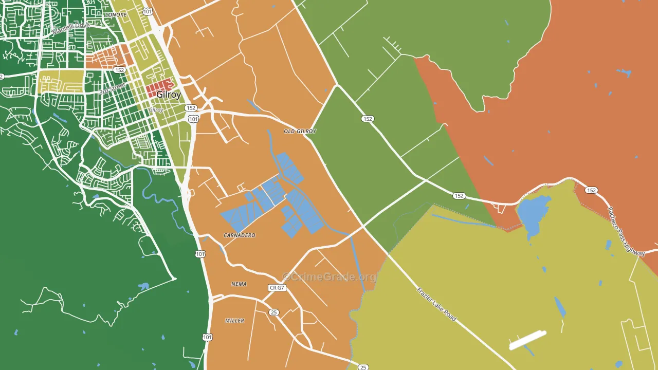 Old Gilroy, CA Map of Vandalism Rates