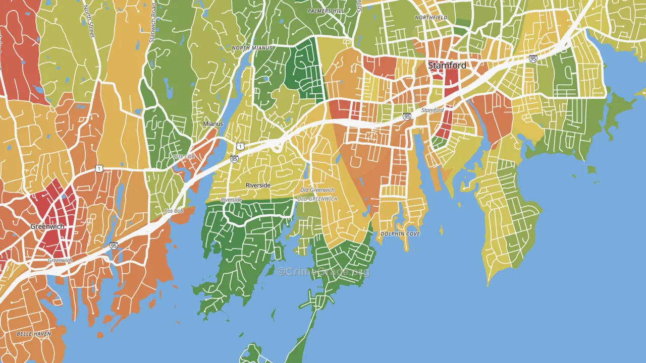 Old Greenwich, CT Map of Vandalism Rates