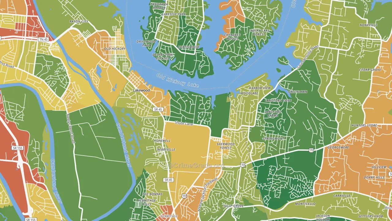 Old Hickory, TN Map of Vandalism Rates