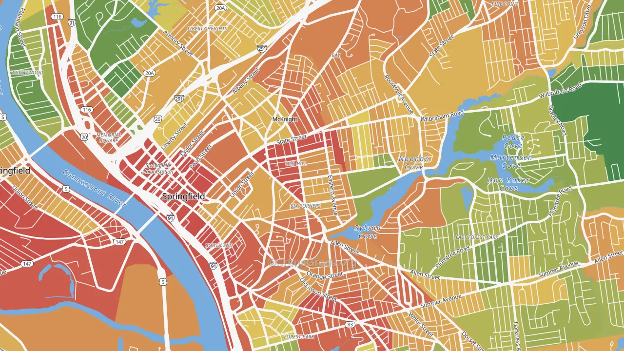 Old Hill, Springfield, MA Map of Vandalism Rates