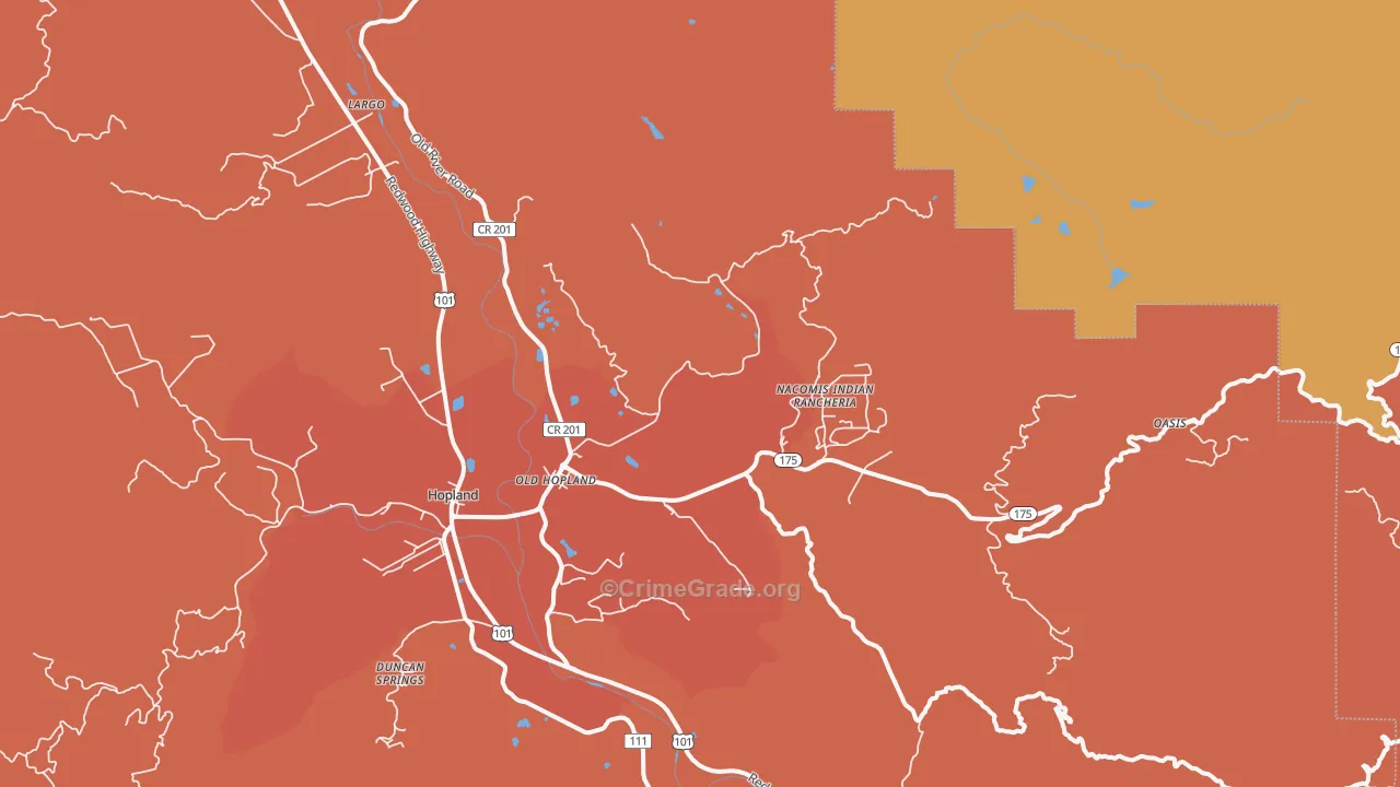Old Hopland, CA Map of Vandalism Rates