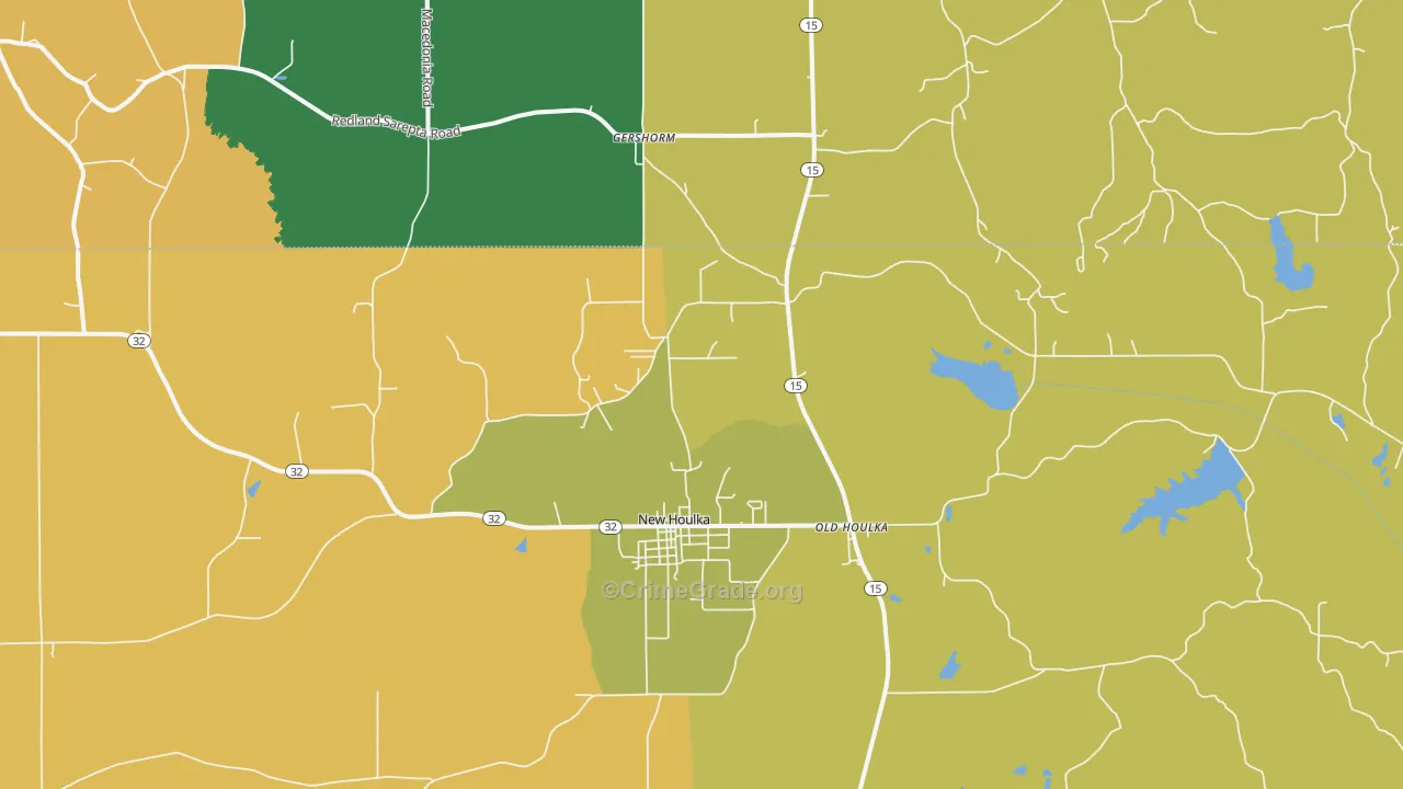 Old Houlka, MS Map of Vandalism Rates