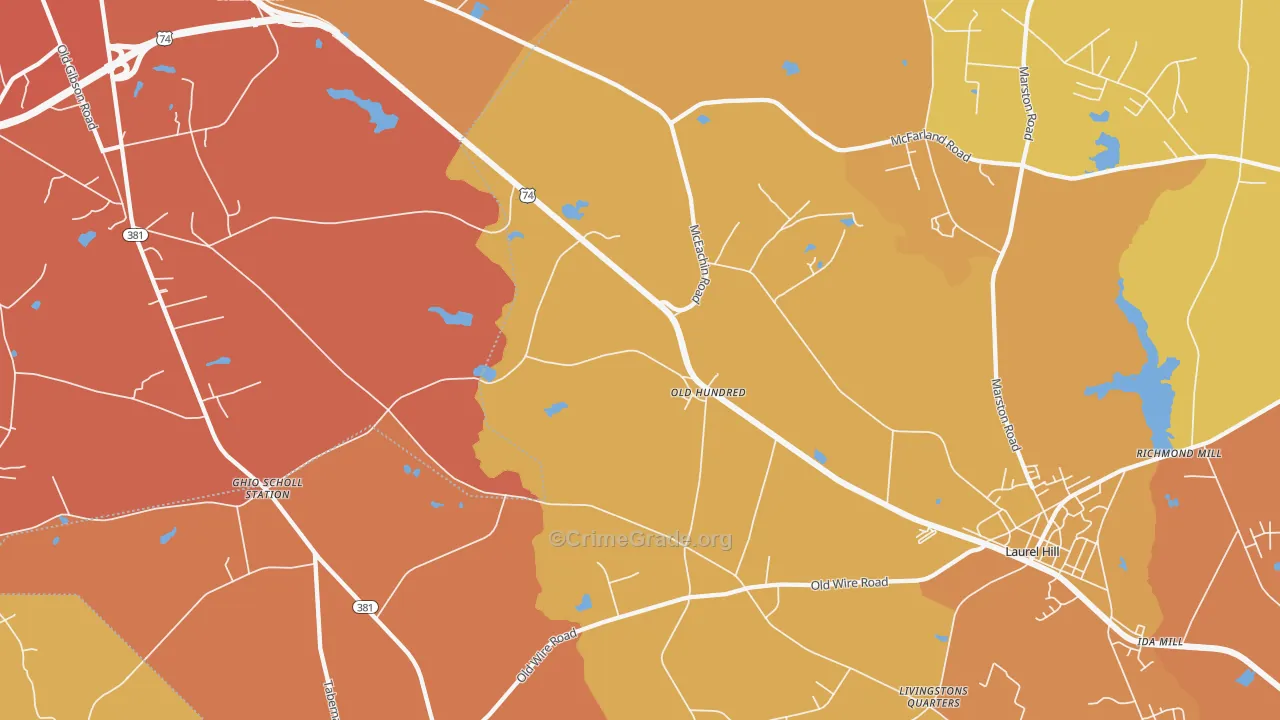 Old Hundred, NC Map of Vandalism Rates