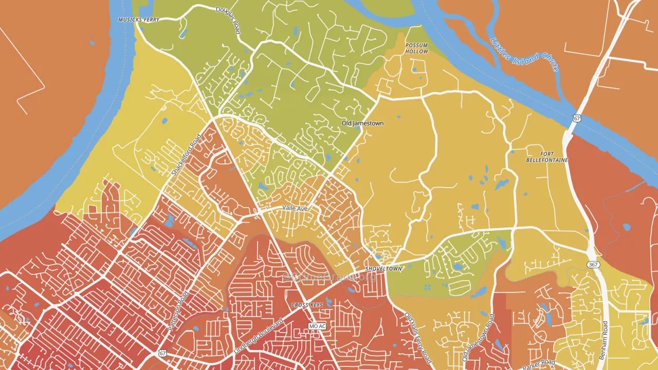 Old Jamestown, MO Map of Vandalism Rates