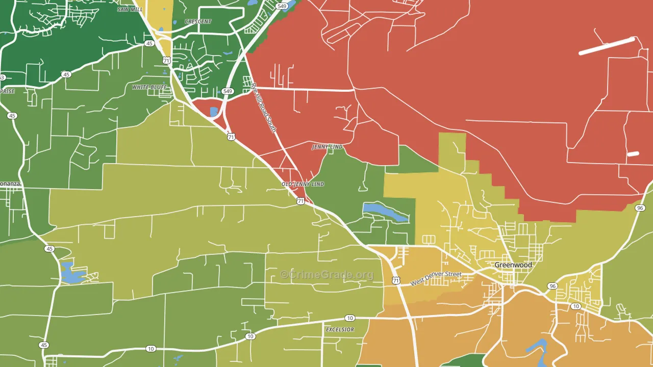 Old Jenny Lind, AR Map of Vandalism Rates