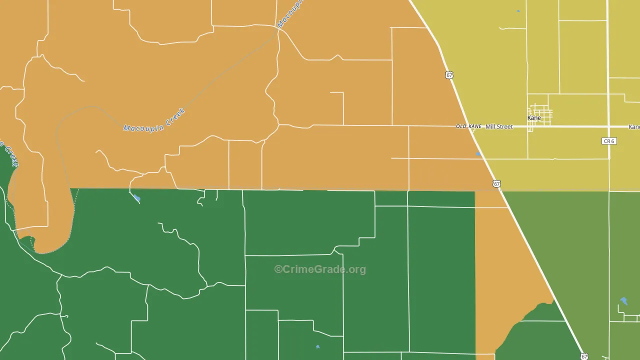 Old Kane, IL Map of Vandalism Rates