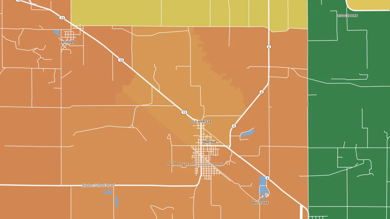 Old Marissa, IL Map of Vandalism Rates