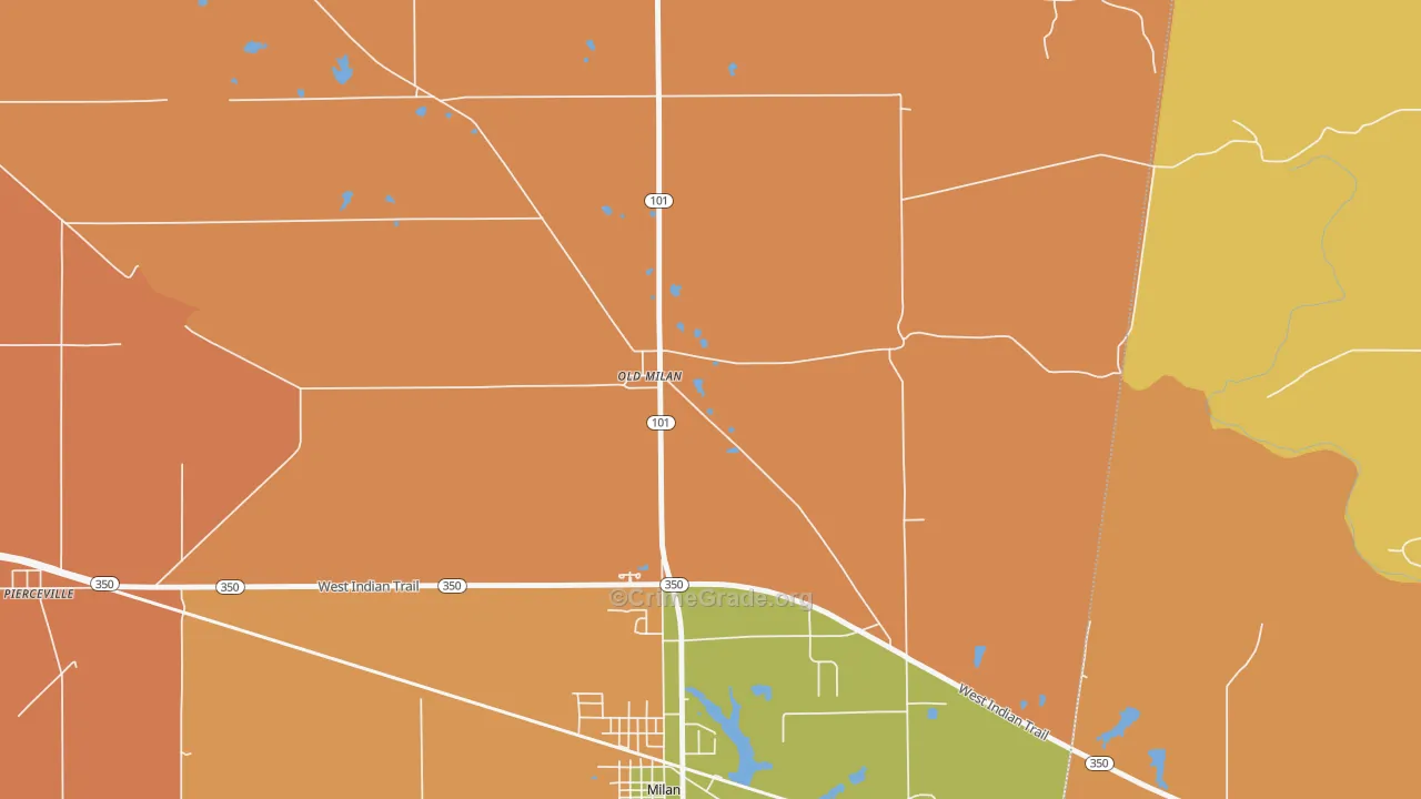 Old Milan, IN Map of Vandalism Rates