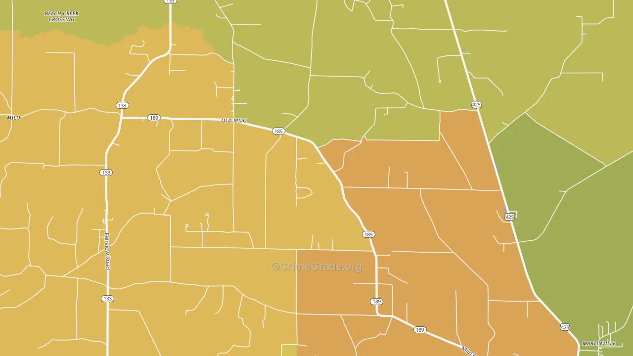 Old Milo, AR Map of Vandalism Rates