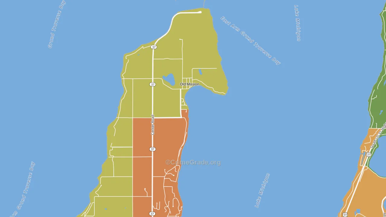 Old Mission, MI Map of Vandalism Rates