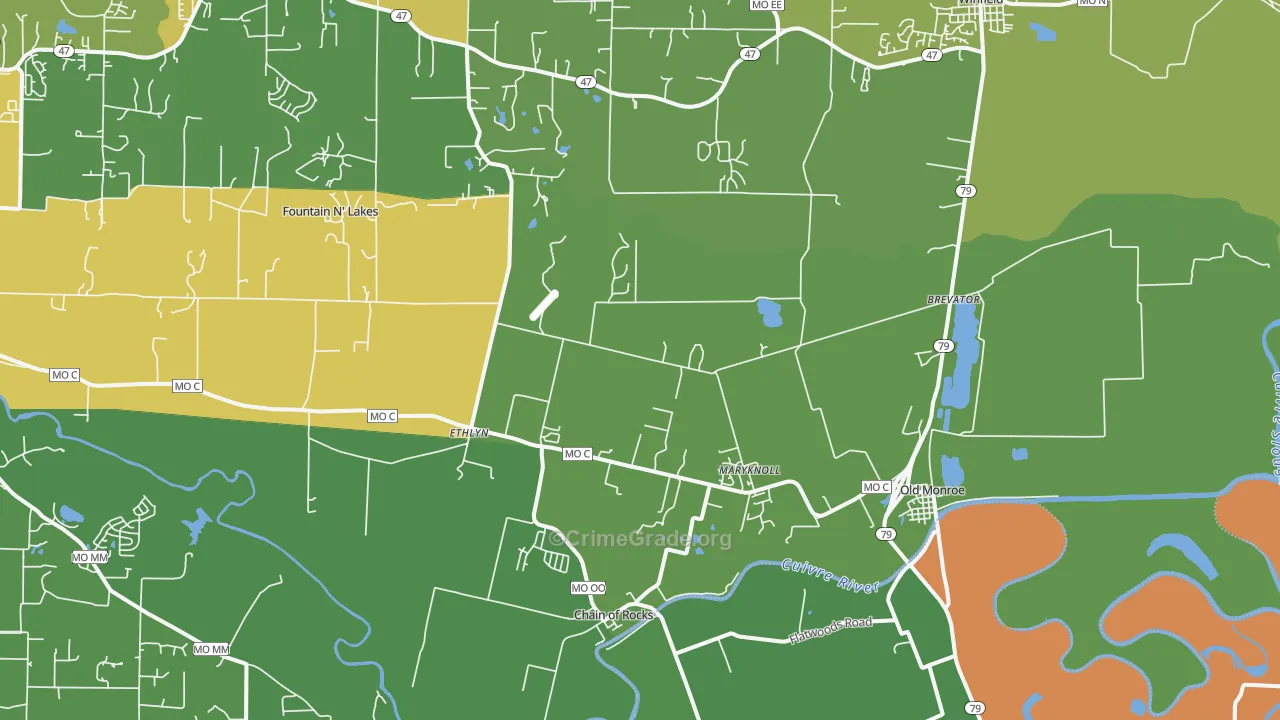 Old Monroe, MO Map of Vandalism Rates
