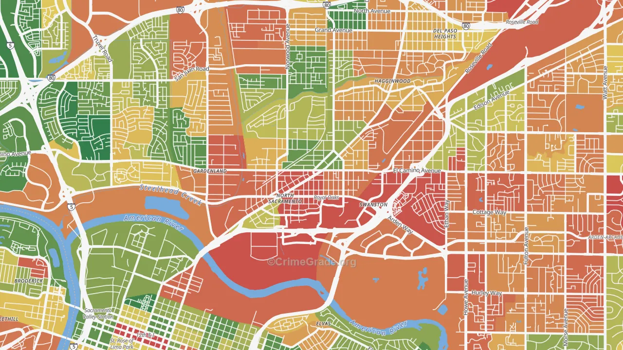 Old North Sacramento, Sacramento, CA Map of Vandalism Rates