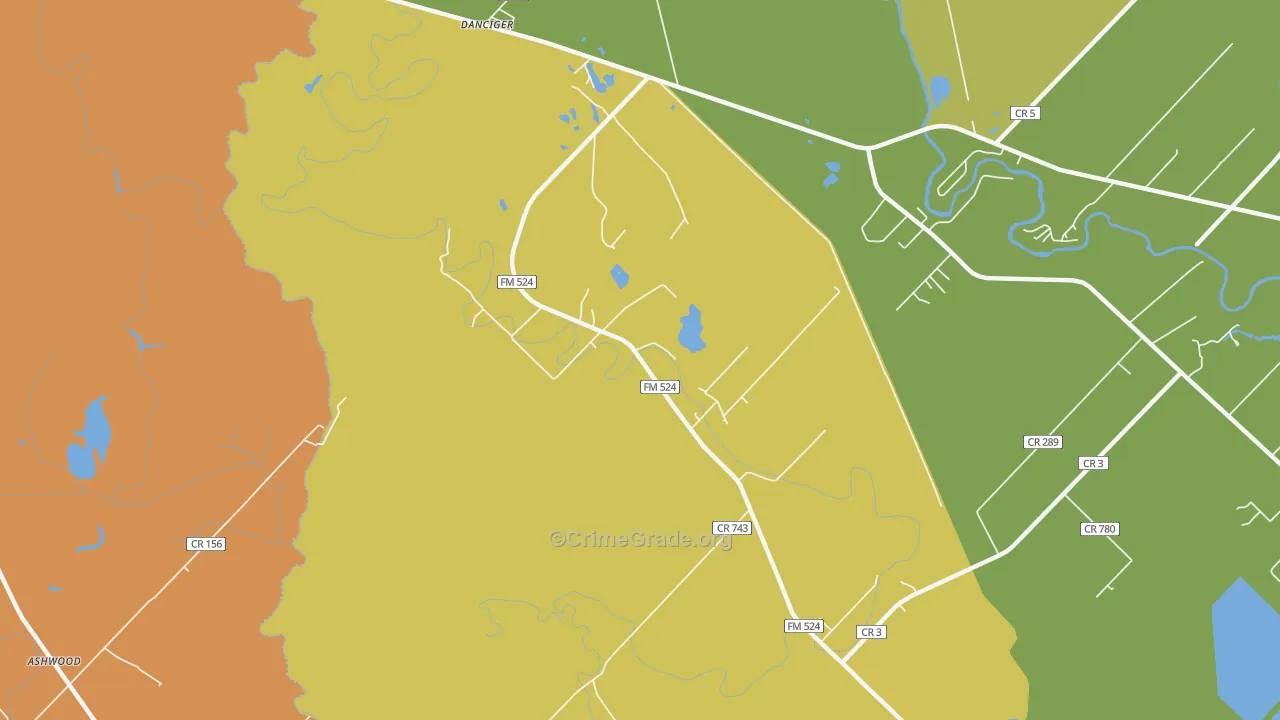 Old Ocean, TX Map of Vandalism Rates