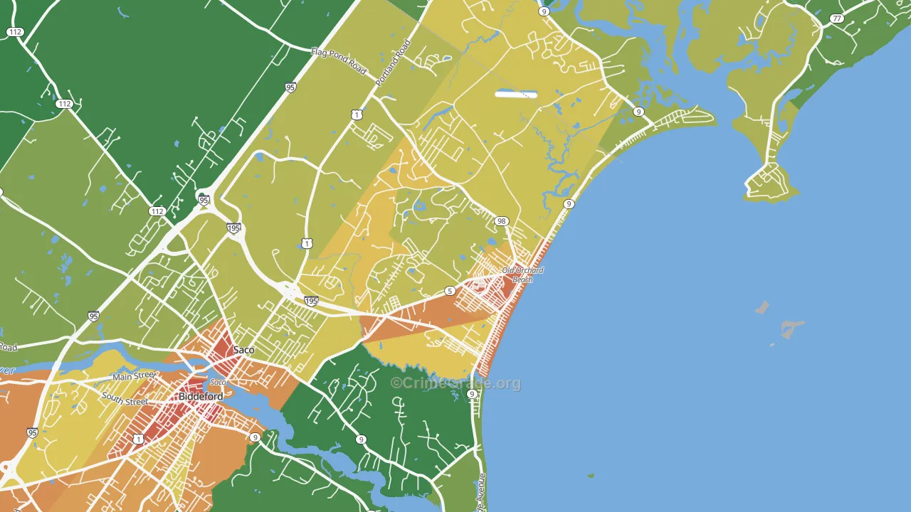 Old Orchard Beach, ME Map of Vandalism Rates