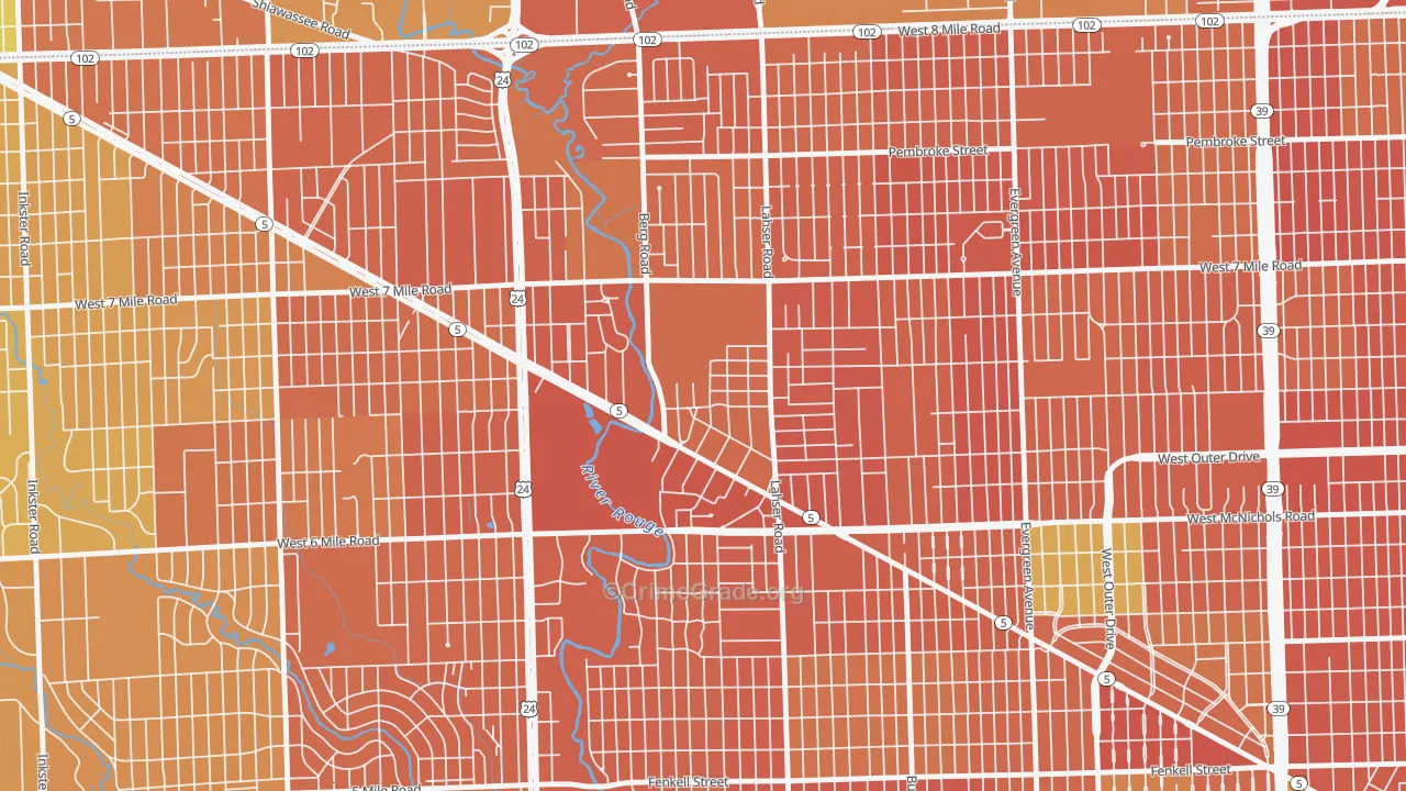 Old Redford, Detroit, MI Map of Vandalism Rates