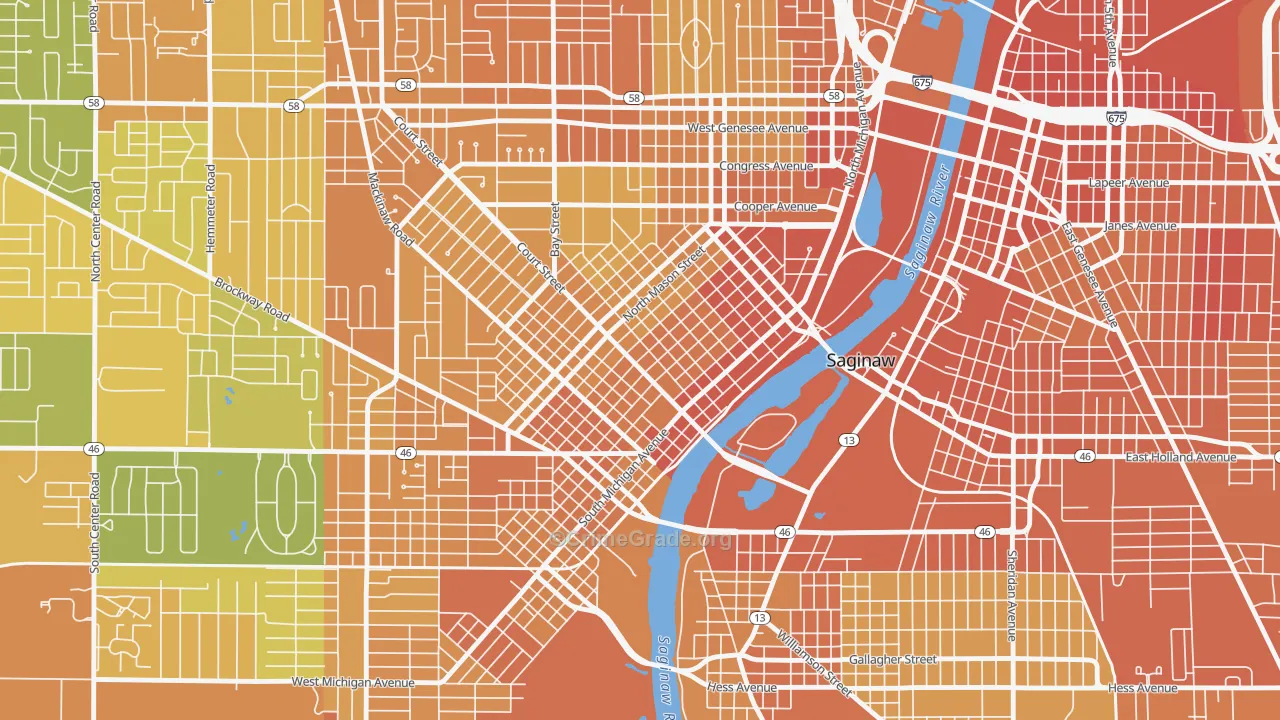 Old Saginaw City, Saginaw, MI Map of Vandalism Rates