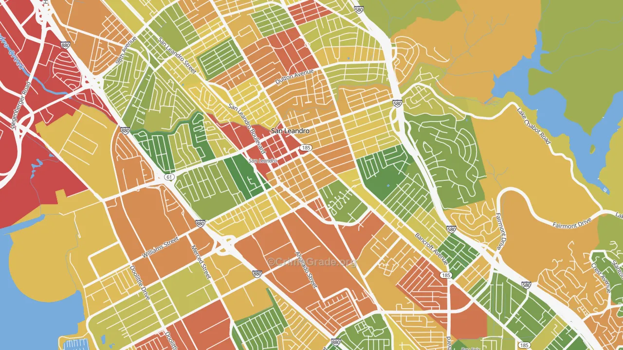 Old San Leandro, San Leandro, CA Map of Vandalism Rates