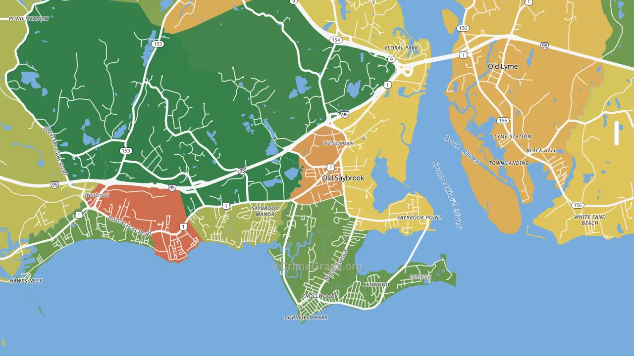Old Saybrook, CT Map of Vandalism Rates