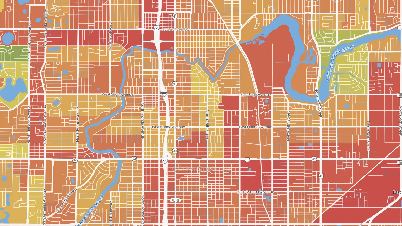 Old Seminol Heights, Tampa, FL Map of Vandalism Rates