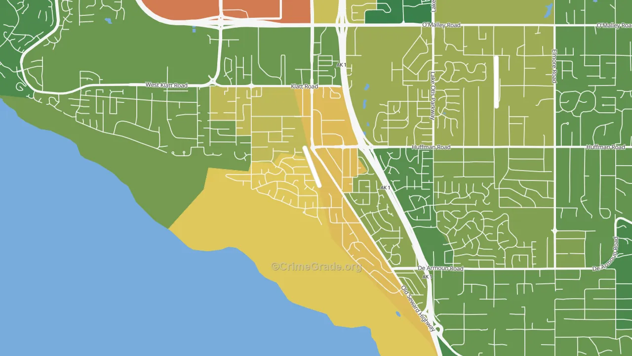Old Seward-Oceanview, Anchorage, AK Map of Vandalism Rates