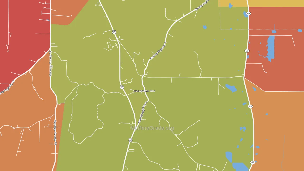 Old Spring Hill, AL Map of Vandalism Rates