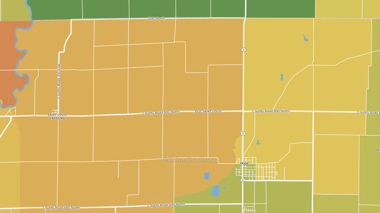 Old St. Louis, IN Map of Vandalism Rates