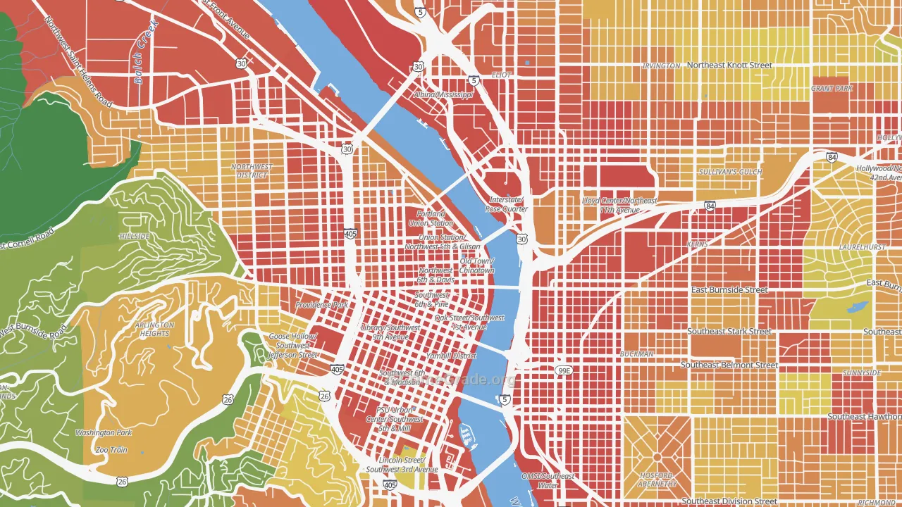 Old Town-Chinatown, Portland, OR Map of Vandalism Rates