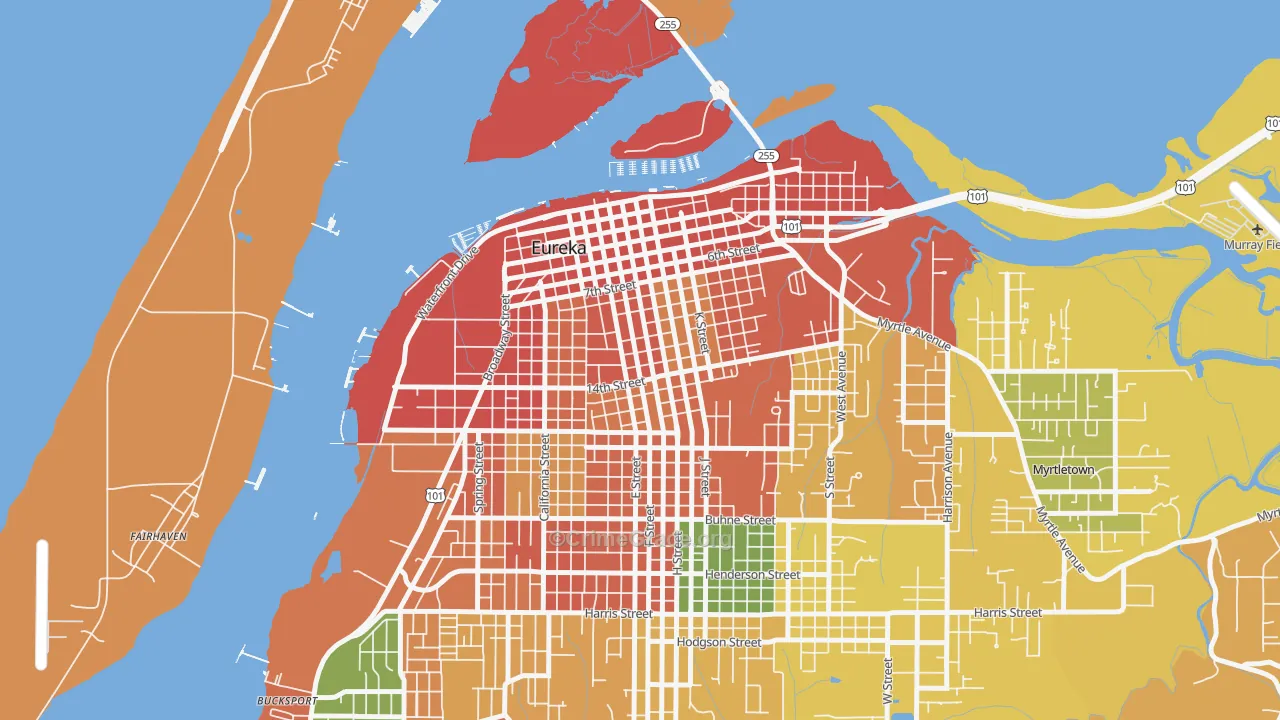 Old Town, Eureka, CA Map of Vandalism Rates