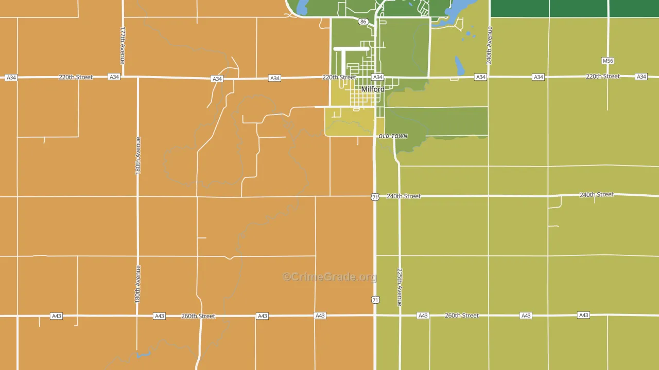 Old Town, IA Map of Vandalism Rates