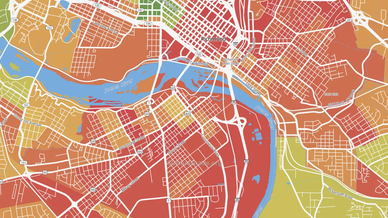 Old Town Manchester, Richmond, VA Map of Vandalism Rates