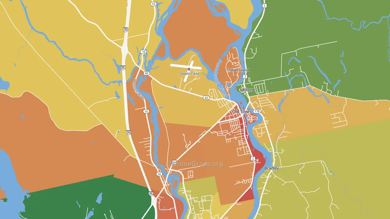 Old Town, ME Map of Vandalism Rates