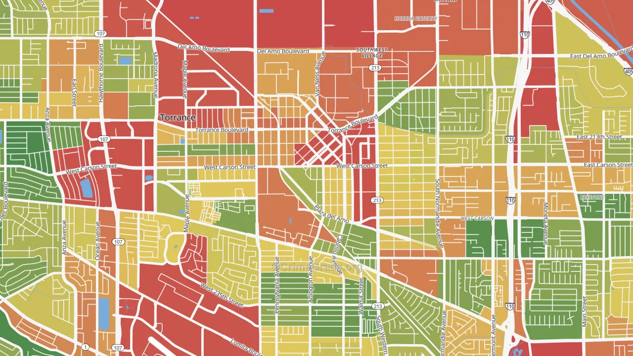 Old Town, Torrance, CA Map of Vandalism Rates