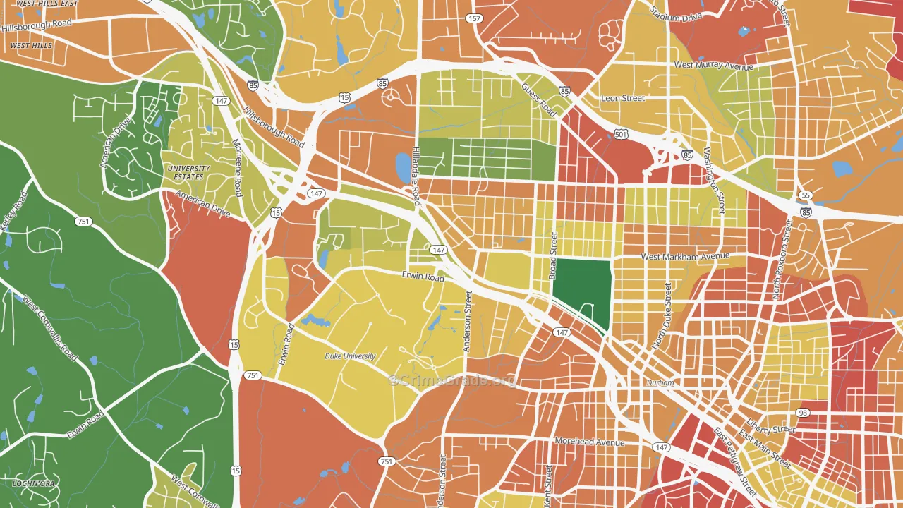 Old West Durham, Durham, NC Map of Vandalism Rates
