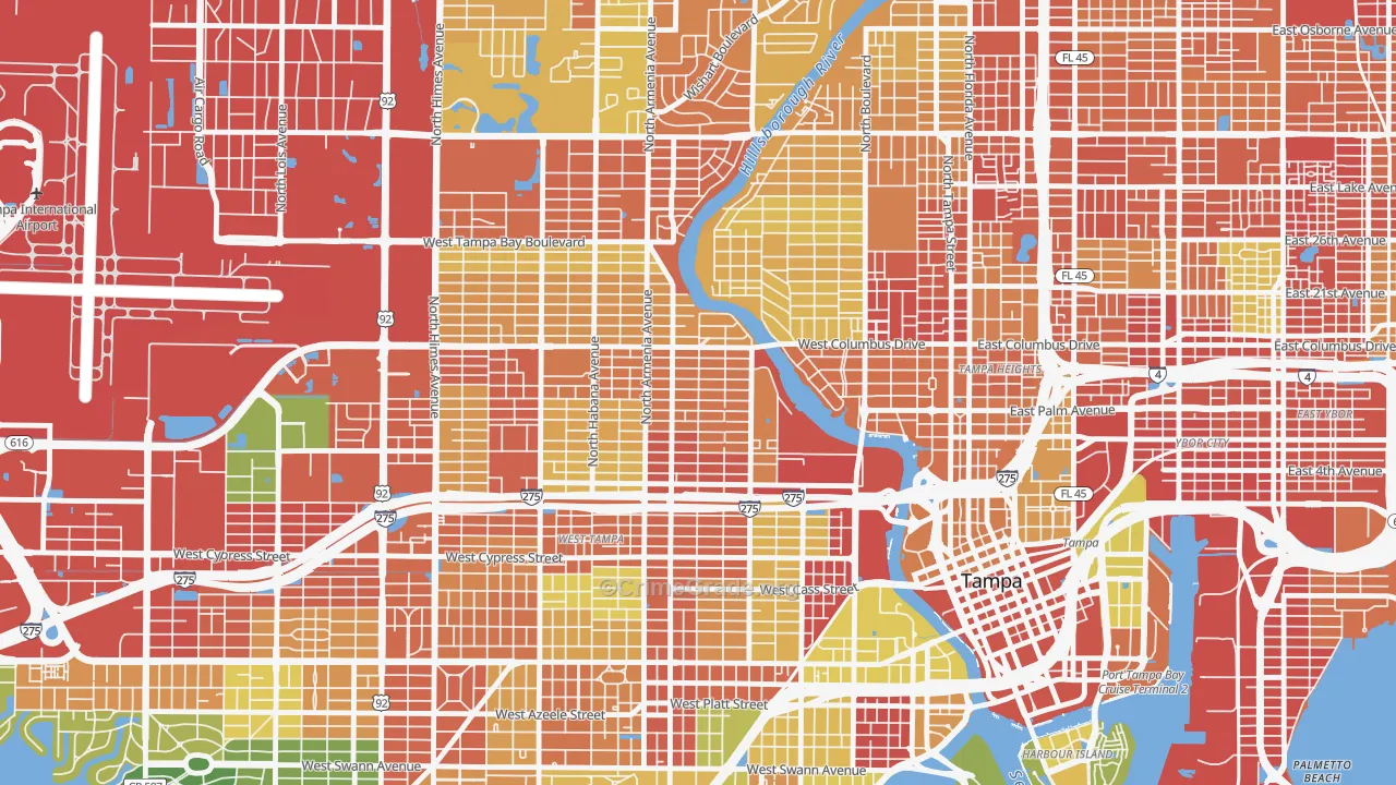 Old West Tampa, Tampa, FL Map of Vandalism Rates