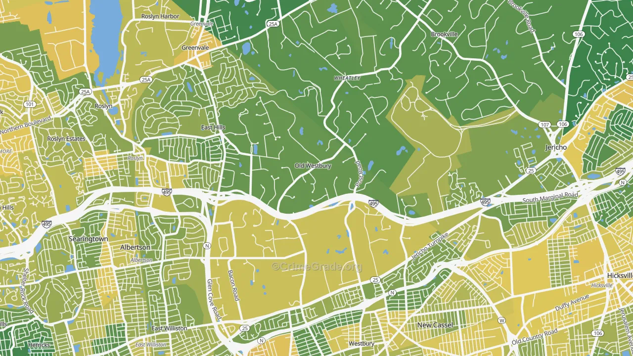 Old Westbury, NY Map of Vandalism Rates