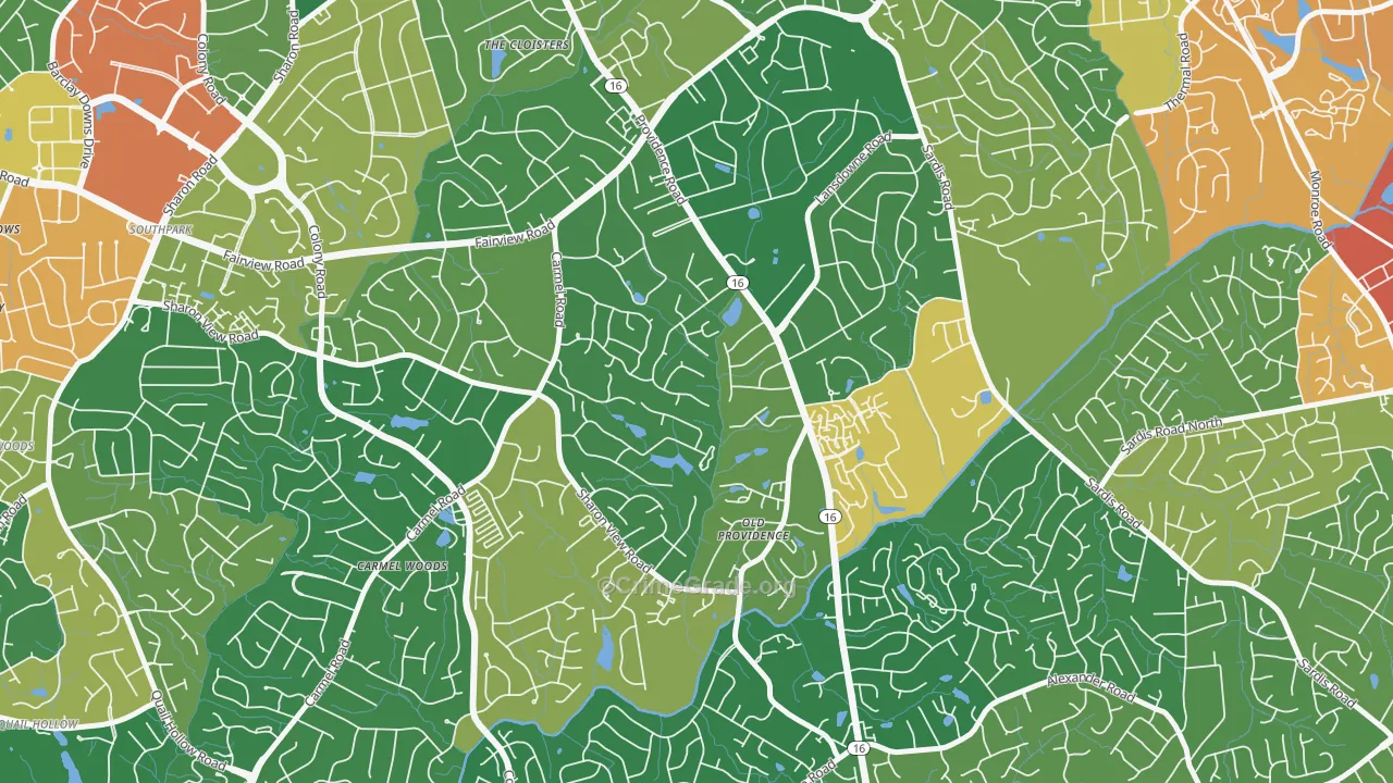 Olde Providence North, Charlotte, NC Map of Vandalism Rates
