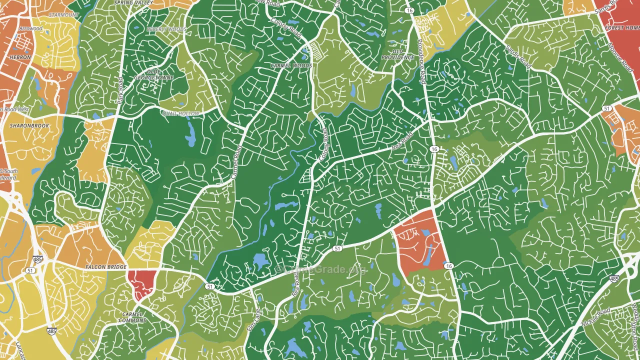 Olde Providence South, Charlotte, NC Map of Vandalism Rates