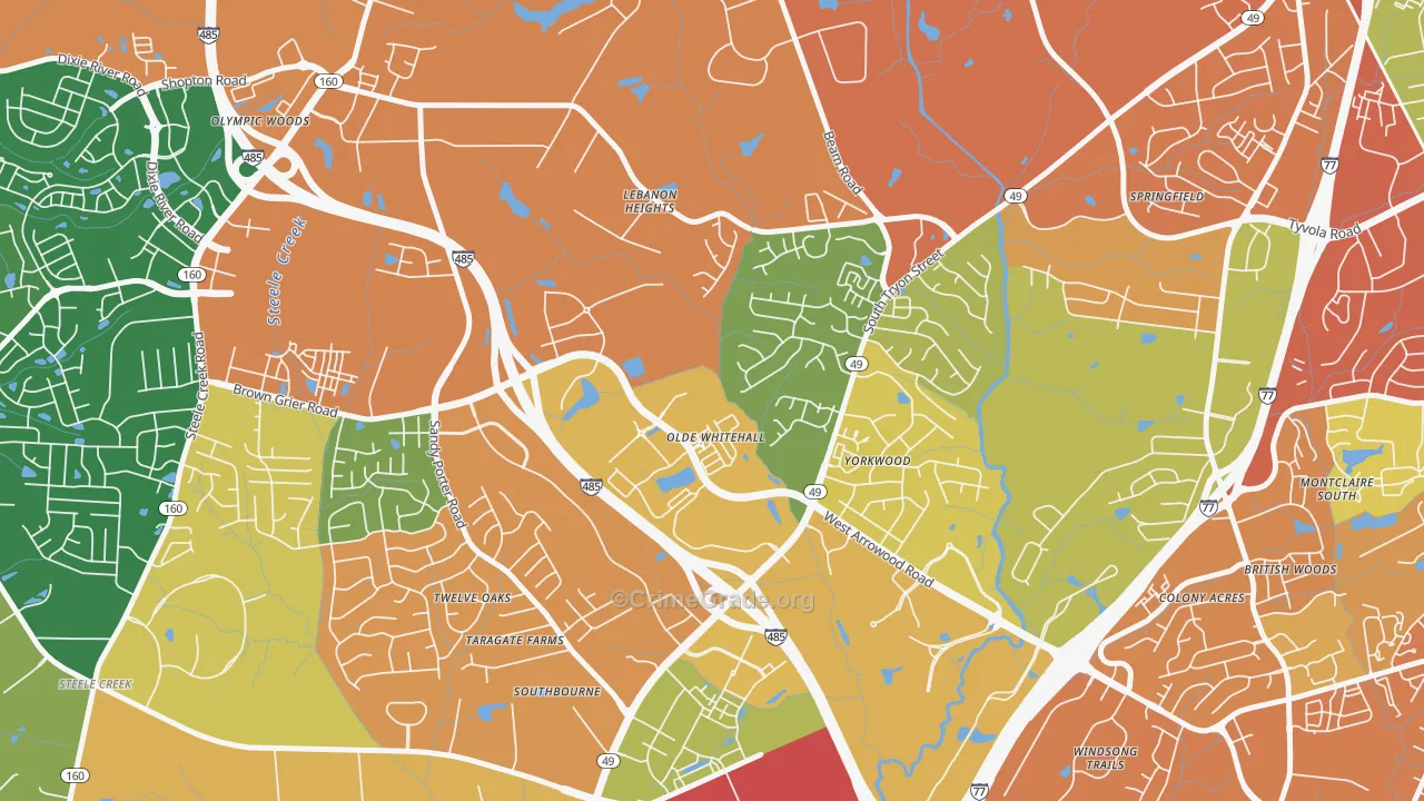 Olde Whitehall, Charlotte, NC Map of Vandalism Rates
