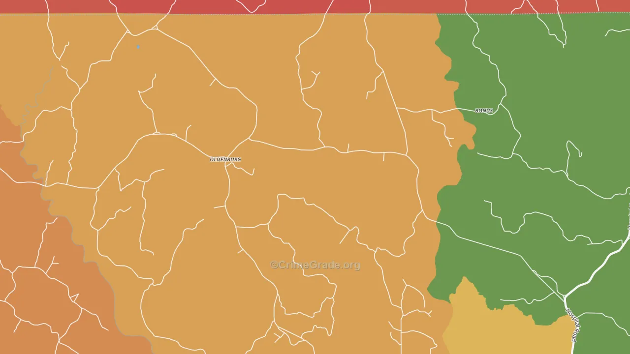 Oldenburg, MS Map of Vandalism Rates