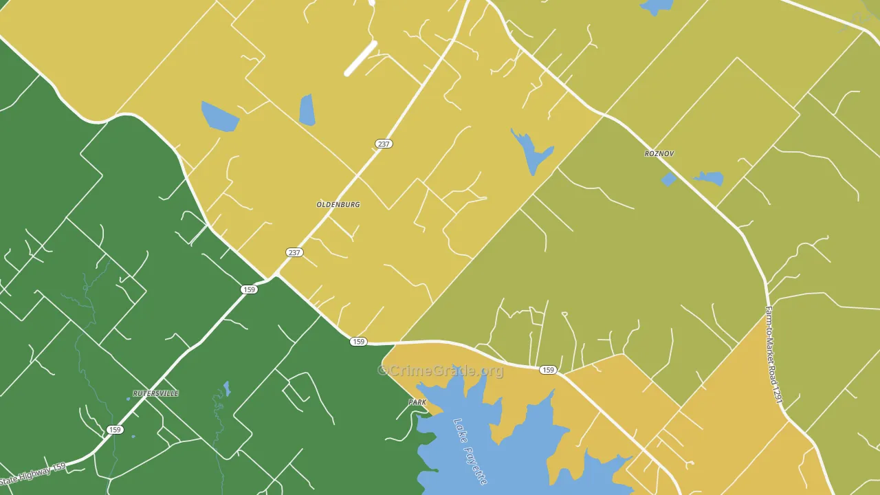 Oldenburg, TX Map of Vandalism Rates