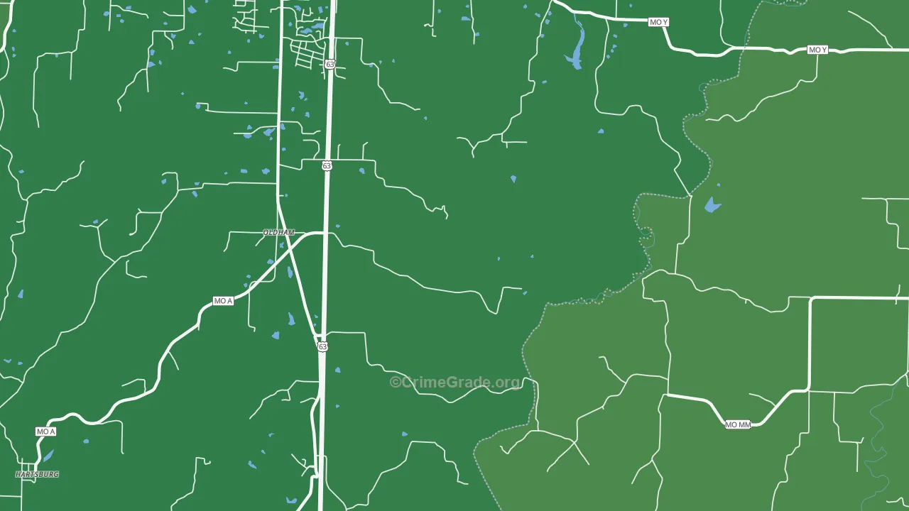 Oldham, MO Map of Vandalism Rates